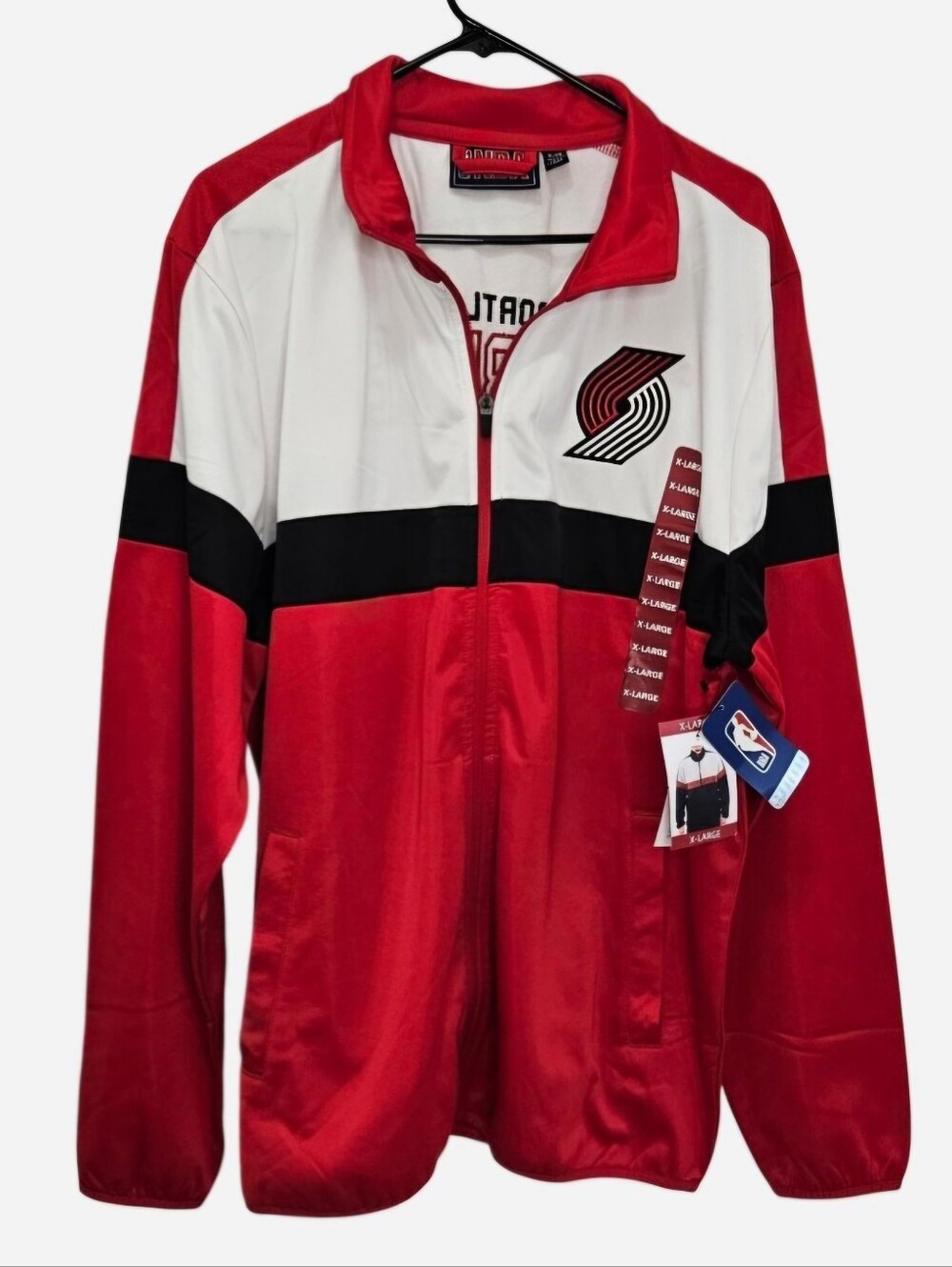 NBA Portland Trail Blazers red, white and black color-blocked jacket in XL